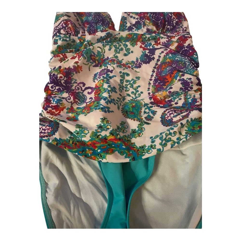 Ralph Lauren Blue Label One Piece halter Swimsuit Blue colorful paisley - Picture 6 of 8